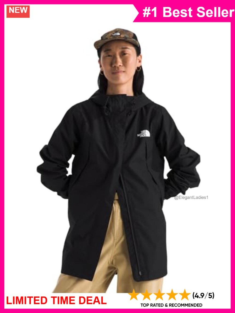 The North Face Antora Rain Parka Waterproof Breathable Seam Sealed Hooded